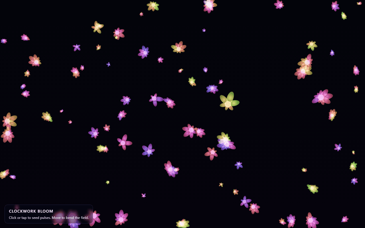 Clockwork Bloom: luminous procedural flowers generated by autonomous AI